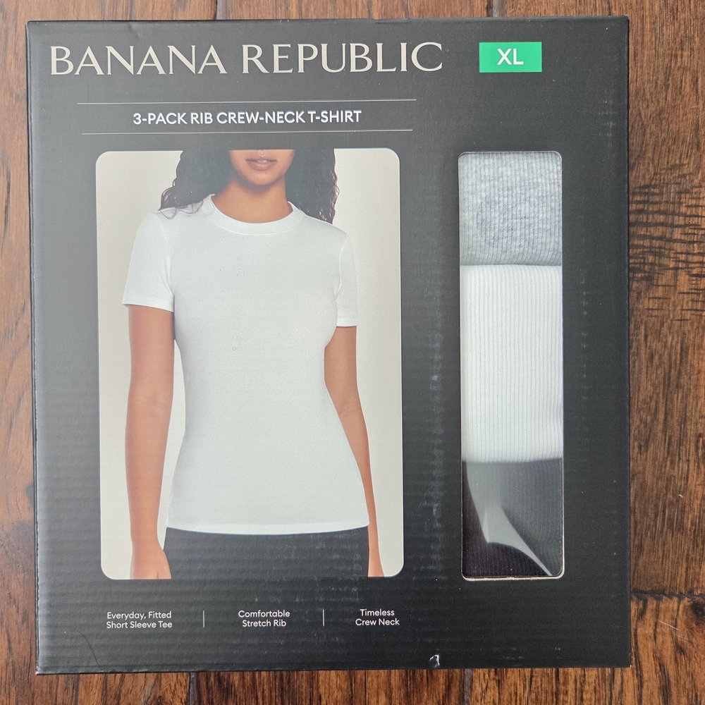 Banana Republic White Ribbed Short Sleeve Tee